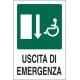 CARTELLO ALLUMINIO USCITA DI EMERGENZA SOPRA PORTA PER DISABILI  MIS. 300X200